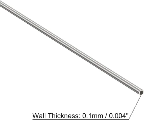 Miniatura 3 de uxcell 2 tubos capilares de acero inoxidable 304, OD 1 mm x 0,1 mm de grosor de pared, longitud de 250 mm de tubería metálica para maquinaria