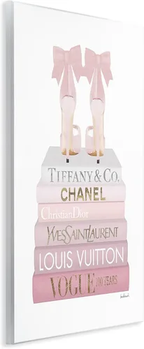Miniatura 2 de Stupell Industries 'Chic Shoes Glam Bookstack', placa artística de pared, 10 x 15 pulgadas, fácil de colgar y resistente, fabricada en Estados