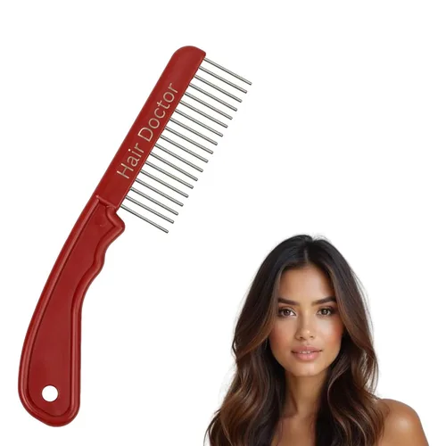 Miniatura 12 de The Hair Doctor - Peine de pelo extra largo de 1 1/4 pulgadas con dientes giratorios suaves y sedosos para evitar daños en el cabello (rojo hermoso)