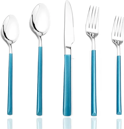 Miniatura 7 de JASHII Juego de cubiertos de 20 piezas, acero inoxidable 18/10, servicio para 4, utensilios de comida, tenedores, cucharas y cuchillos, borde