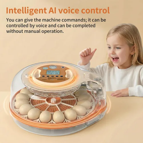 Miniatura 2 de Incubadora de huevos 26-59 con giro automático de huevos, máquina controlada por voz, control de temperatura y humedad, vela de huevos incorporada