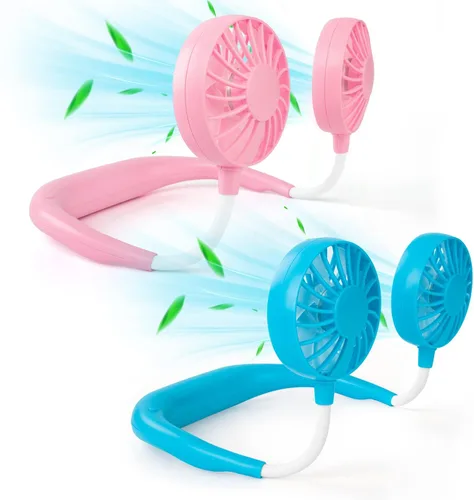Miniatura 12 de Ventilador de cuello portátil y recargable, manos libres de carga USB con 3 velocidades ajustables y rotación libre de 360º, perfecto para Blanco