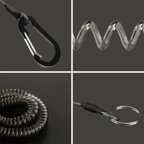 Miniatura 6 de Lix&Rix Cordones elásticos en espiral para llaves, kayak, equipo de pesca, alicates, herramientas, negro, azul, verde, rojo, amarillo, plata, 4/6