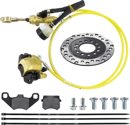 Miniatura 11 de PRO BAT Kit de freno hidráulico trasero para Go Kart con cilindro maestro, pinza, pastilla de freno + rotor de disco para carritos de golf ATV Rojo