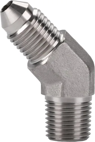 Miniatura 3 de 3AN macho acampanado a 1/8 NPT macho 45 grados adaptador de unión conector de tubería de acero inoxidable
