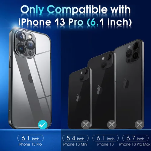 Miniatura 8 de Supdeal Funda transparente para iPhone 13 Pro, no amarillea, protección de cámara, probada en caídas de grado militar, transparente, a prueba