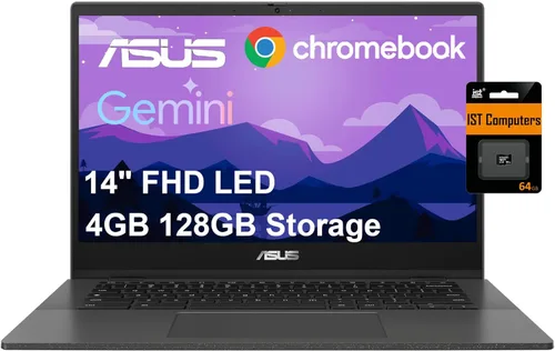 Computadora portátil ASUS Chromebook CM14 (14" FHD LED antirreflejos, MediaTek Kompanio 520, almacenamiento de 128GB (64GB eMMC + 64GB de tarjeta