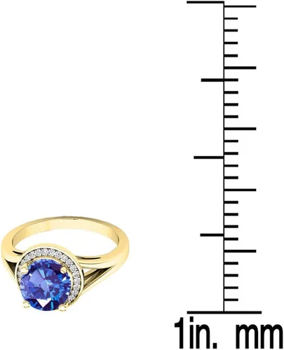 Miniatura 13 de Dazzlingrock Collection Anillo de compromiso redondo de 0.276 in con halo de diamante blanco y vástago dividido para ella en oro macizo de 14