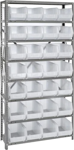 Miniatura 3 de Quantum QSBU-245BK Heavy Duty Shelving Unit with (7) Shelves and (24) QUS245 Black Bins for Garage Warehouse Storage Distribution 400 lb Load
