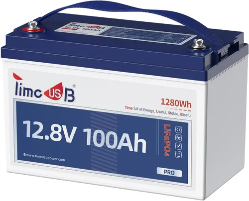 Miniatura 11 de Timeusb Batería marina LiFePO4 de 12 V 100 Ah TM con protección a baja temperatura, BMS de 100 A, más de 15000 ciclos, batería de fosfato de hierro