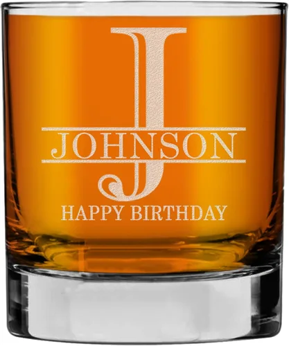 Miniatura 10 de Monograma grabado de cristal de whisky Rocks de 11 onzas (letra S), regalos de bourbon personalizados de la A-Z para hombres, día del padre, vidrio