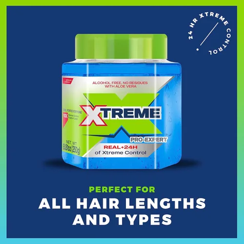 Miniatura 3 de Gel de peinado Xtreme Pro-Expert Azul, 24 horas de control extremo con aloe vera, frasco de 8.81 oz (paquete de 24)