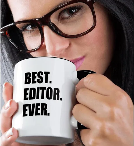Miniatura 2 de 3dRose mug_179777_4 Best Editor Ever - divertido regalo de orgullo de trabajo para el mejor trabajo de edición del mundo, taza negra de dos tonos
