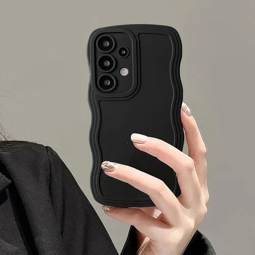 Miniatura 43 de UEEBAI Funda de silicona con marco de ola para Samsung Galaxy S22 5G, funda de teléfono con marco de ola linda, ajuste delgado, amortiguador de Negro