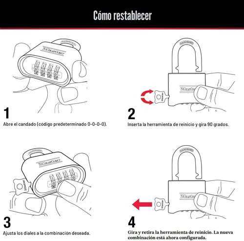 Miniatura 5 de Master Lock Cerradura de combinación de latón, cerradura de portón para valla o cobertizo al aire libre, candado de combinación personalizable