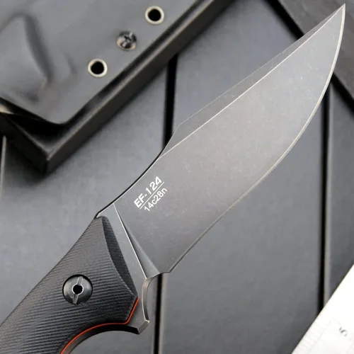 Miniatura 4 de Eafengrow EF124 Cuchillo de hoja fija 14c28n con hoja de acero recubierto de titanio negro, cuchillo fijo con mango G10 para acampar al aire libre