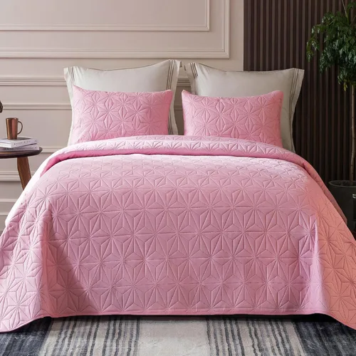 Miniatura 23 de Whale Flotilla - Juego de ropa de cama King, colchas suaves color beige brillante para cama King, tamaño King para todas las estaciones, 3 piezas