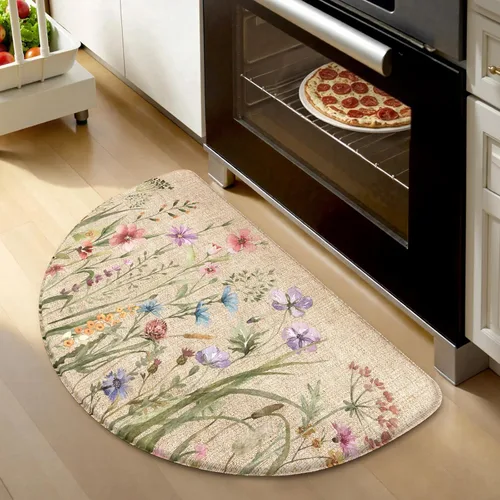 Miniatura 27 de KIMODE Tapete antifatiga para suelo de cocina, semicírculo de 18 x 28 pulgadas, de espuma viscoelástica, acolchado, antideslizante, tapetes cómodos