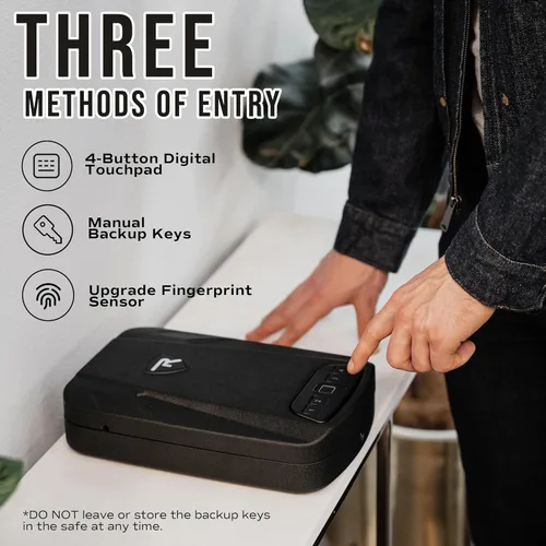 Miniatura 5 de RPNB Caja fuerte para armas, caja fuerte biométrica para pistola, caja fuerte para pistola para mesita de noche con huella digital biométrica, panel