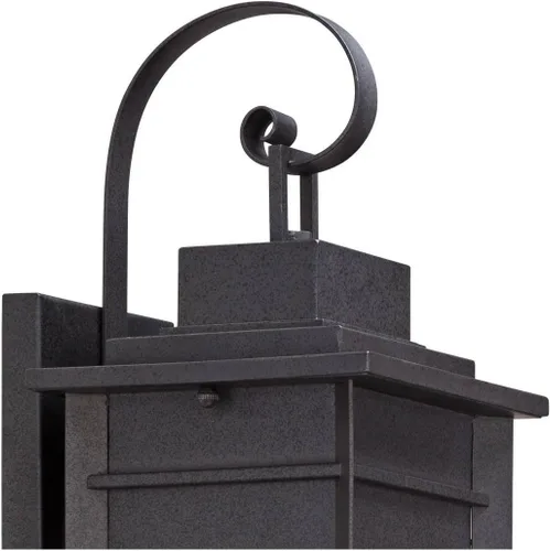 Miniatura 7 de Franklin Iron Works Bransford - Lámpara de pared rústica tradicional para exteriores, farol negro moteado gris, paneles de vidrio transparente de 17