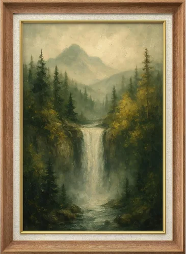 Miniatura 61 de MUDECOR Lienzo enmarcado prémium para pared, pinos nevados en bosque de invierno, ilustraciones modernas, arte contemporáneo, escénico, divertido