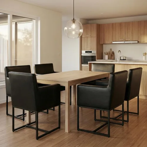 Miniatura 12 de VESCASA Juego de 2 sillas de comedor tapizadas de piel sintética con brazos, modernas sillas de cocina acolchadas de mediados de siglo con marco