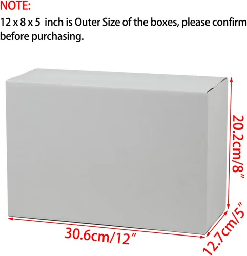 Miniatura 2 de Cajas de envío de 12 x 8 x 5 pulgadas, cajas de cartón corrugado blanco para pequeñas empresas, paquete de 25