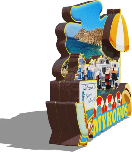 Miniatura 2 de Mykonos Grecia - Imán de madera 3D para nevera, viajes, coleccionables, recuerdos, decoración, manualidades hechas a mano