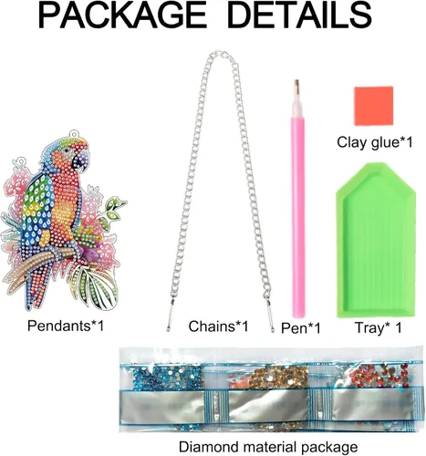 Miniatura 4 de AiYuanzsh Animal Parrot DIY Kits de Pintura de Arte de Diamante de Acrílico Colgante Pendientes de Arte de Diamante de Rinstone Especialmente Búho