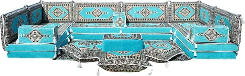 Miniatura 61 de arabicsofa Cojines de piso árabe en forma de U – Sofá tradicional Majlis con sofá otomano