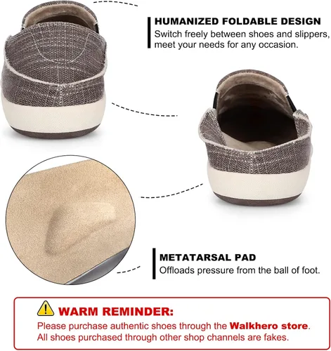 Miniatura 2 de Zapatos sin cordones para hombre, mocasines de lona para fascitis plantar con soporte para el arco, zapatos ortopédicos casuales antideslizantes