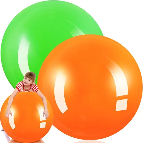 Jenaai 2 bolas inflables gigantes de goma de 30 pulgadas para niños, pelotas inflables grandes para ejercicio al aire libre, saltar, saltar,