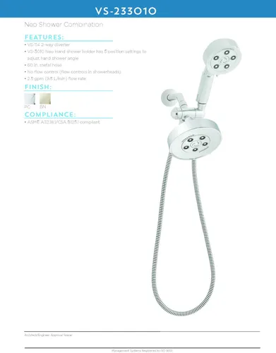 Miniatura 4 de Speakman VS-233010 Neo Anystream - Combinación de ducha de 2 vías, 2.5 GPM, cromo pulido