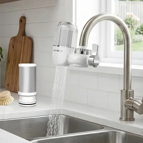 Vortopt Filtro de agua para grifo de fregadero, filtro de agua de 400 galones de capacidad de carbón activado, certificado NSF que reduce el cloro y