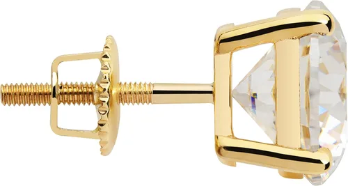 Miniatura 3 de Aretes de oro macizo de 14 quilates Redondos, peras, ovalados, cojín, esmeralda, princesa y corazón Postes de rosca 0.50 a 4.0 CTW Con caja