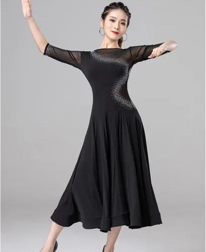 Miniatura 5 de Ropa de baile de vals para mujer, vestidos de baile de salón estándar, disfraz de práctica de tango, ropa de baile moderna para rendimiento