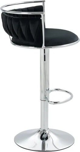 Miniatura 4 de Juego de 2 taburetes de bar giratorios de 360°, silla de bar de terciopelo ajustable a altura de mostrador moderna, taburete de metal plateado