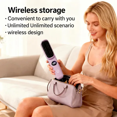 Miniatura 3 de Go Brush Pro 2026 Cepillo alisador de cabello inalámbrico, mini alisador de viaje de calor rápido de 30 segundos con 3 ajustes de temperatura