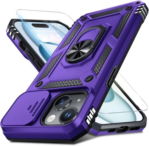 Miniatura 104 de Janmitta - Funda para iPhone 14 Pro con cubierta deslizante para lente de cámara incorporada + protector de pantalla, funda de cuerpo completo