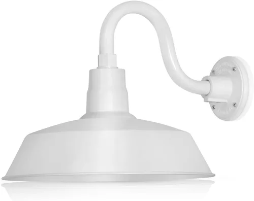 Miniatura 42 de 14 pulgadas. RLM Warehouse - Pantalla con brazo de cuello de cisne y bombilla Led A19 5000K de 9W Galvanizado (paquete de 2)