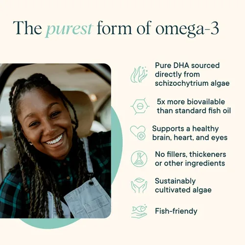 Miniatura 5 de Ora Organic Suplemento vegano Omega 3 - 500 mg de DHA para la salud cerebral, ocular y cardíaca - Hecho de algas sostenibles - 60 cápsulas
