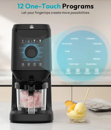 Miniatura 3 de Rellytech Máquina casera para hacer helados, 12 en 1 con recipientes y tapas de 2 pintas, máquina para hacer gelato, sorbete y yogur congelado