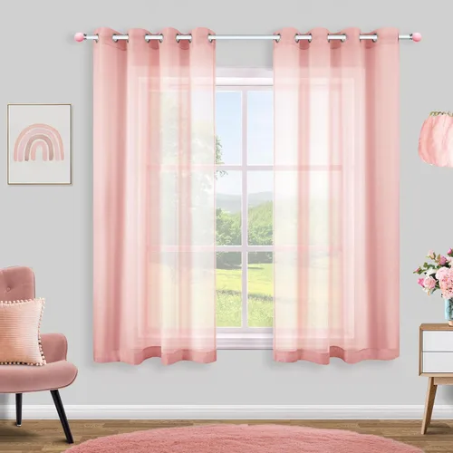 Miniatura 73 de KOUFALL Cortinas traslúcidas de 120 pulgadas de 2 paneles con ojales, juego extra largo de 10 pies de largo, cortinas altas para ventana grande, 52