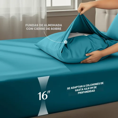 Miniatura 4 de Utopia Bedding - Juego de sábanas King de 4 piezas para cama tamaño King, microfibra suave y transpirable, incluye 1 sábana bajera, 1 sábana Azul