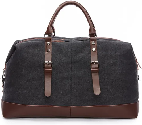 Miniatura 3 de Bolsa de lona de viaje de fin de semana, extra grande, bolso de mano, Negro