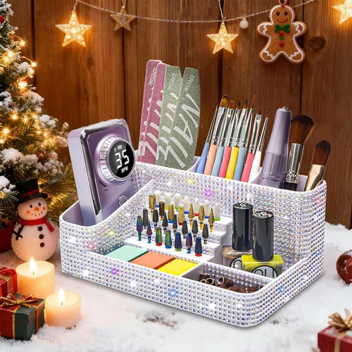 Miniatura 7 de CGBE Organizador para brocas de taladro de uñas, organizador de 28 agujeros para brocas de uñas, organizador profesional de herramientas para uñas