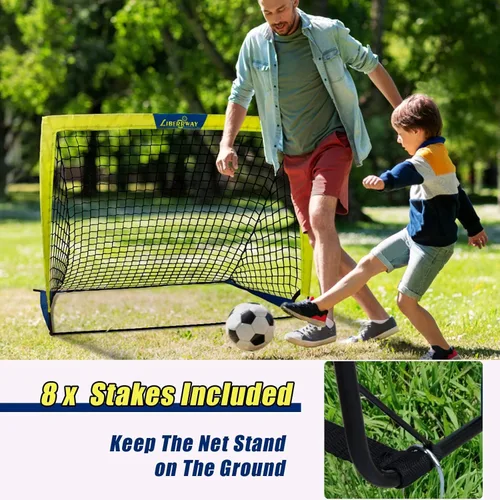 Miniatura 4 de LIBERRWAY Soccer Goal 4'x 3' Portable Kids Soccer Goals for Backyard or Indoor Pop Up Soccer Net with 6 Training Cones, Carrying Bag, 8 Ground Stakes