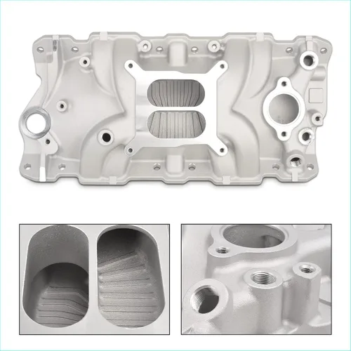 Miniatura 2 de Colector de admisión de aluminio de doble plano compatible con Chevy SBC 305 350 383