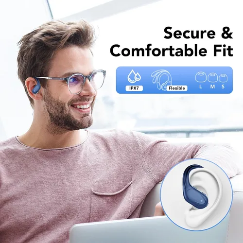 Miniatura 7 de Auriculares inalámbricos Bluetooth 5.3, 60 horas de reproducción con pantalla digital, auriculares inalámbricos deportivos con gancho para la oreja