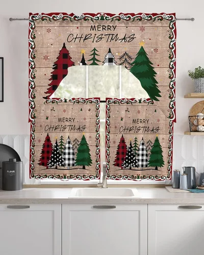 Miniatura 8 de Juego de 3 cortinas de cocina con cenefa a rayas verdes salvia, con bolsillo para barra, para dormitorio, sala de estar, baño, ventanas, modernas
